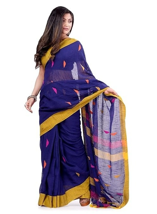 Traditional Bengali Handloom Barfi Saree - Blue