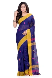 Traditional Bengali Handloom Barfi Saree - Blue