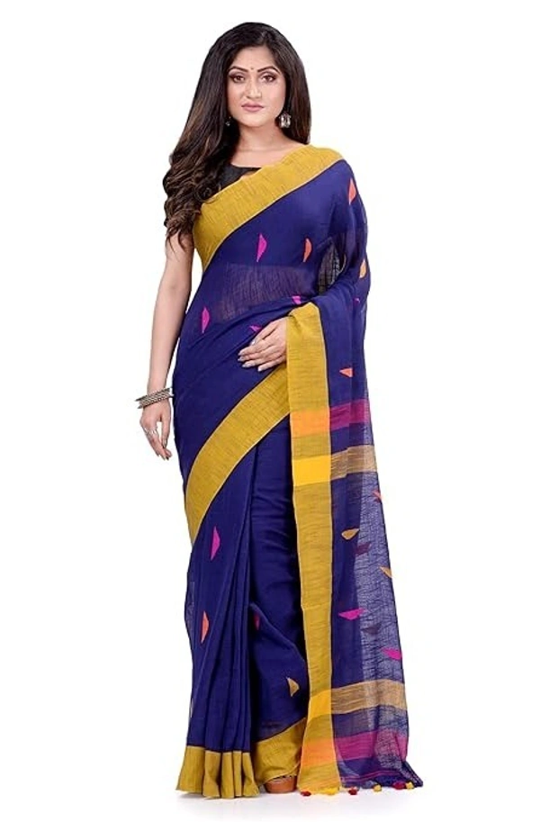 Traditional Bengali Handloom Barfi Saree - Blue