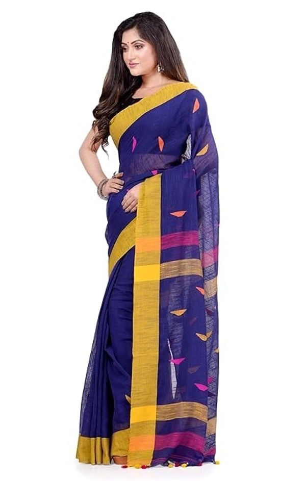 Traditional Bengali Handloom Barfi Saree - Blue