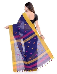 Traditional Bengali Handloom Barfi Saree - Blue