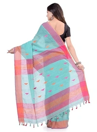 Traditional Bengali Handloom Barfi Saree - Cyan Aqua