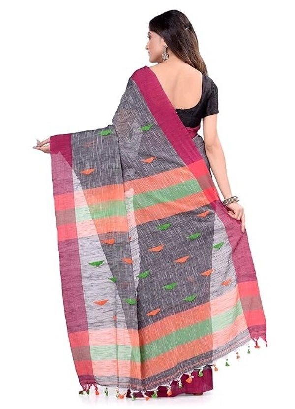 Traditional Bengali Handloom Barfi Saree - Silver