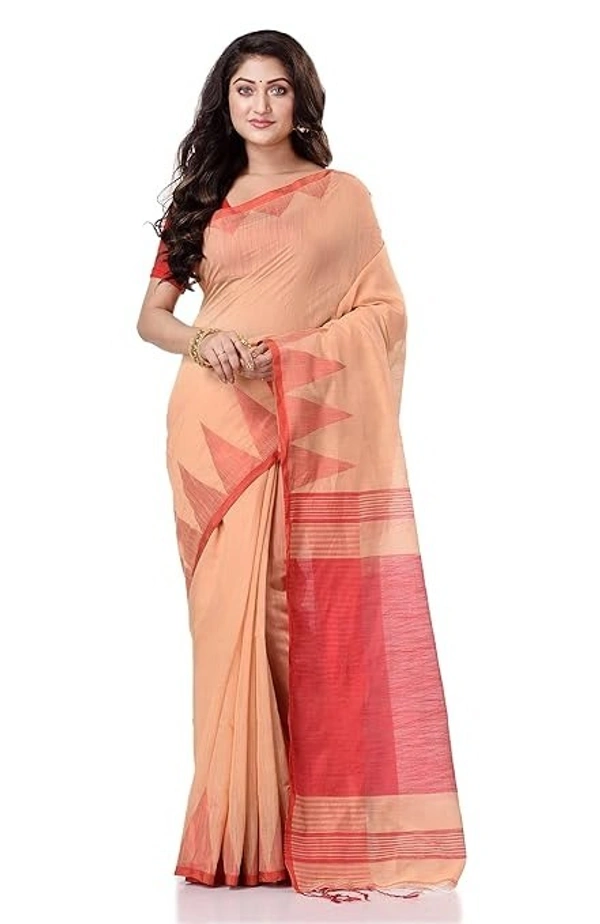 Handloom Temple Border Slub Cotton Silk Saree - Roti