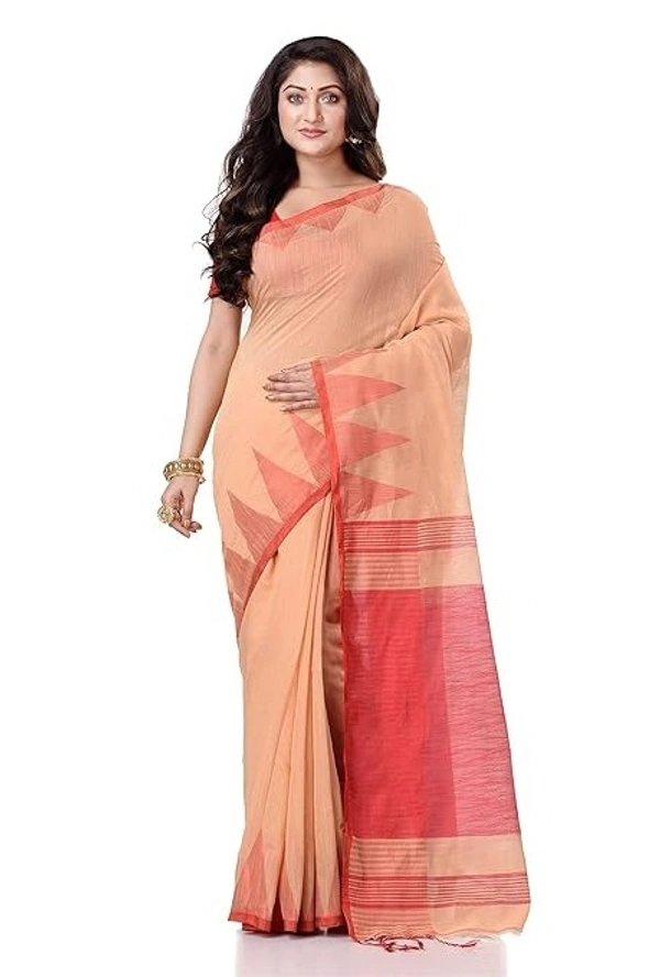Handloom Temple Border Slub Cotton Silk Saree - Roti