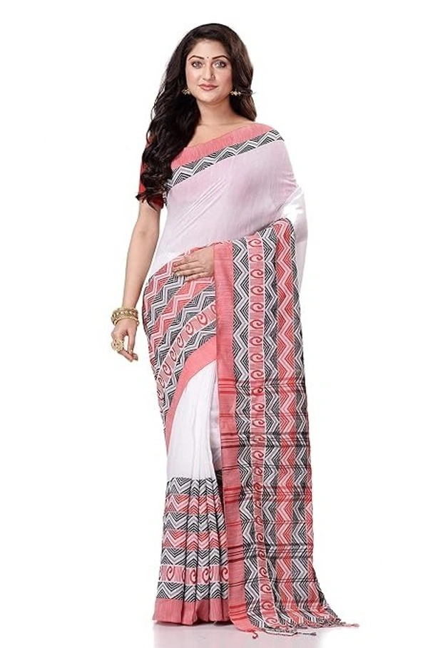 Handloom Begampuri Work Cotton Saree - White