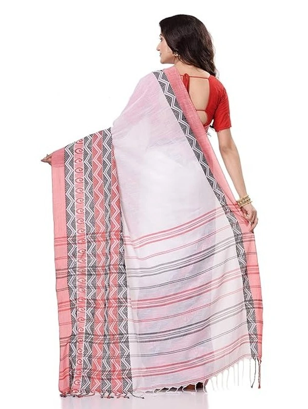 Handloom Begampuri Work Cotton Saree - White