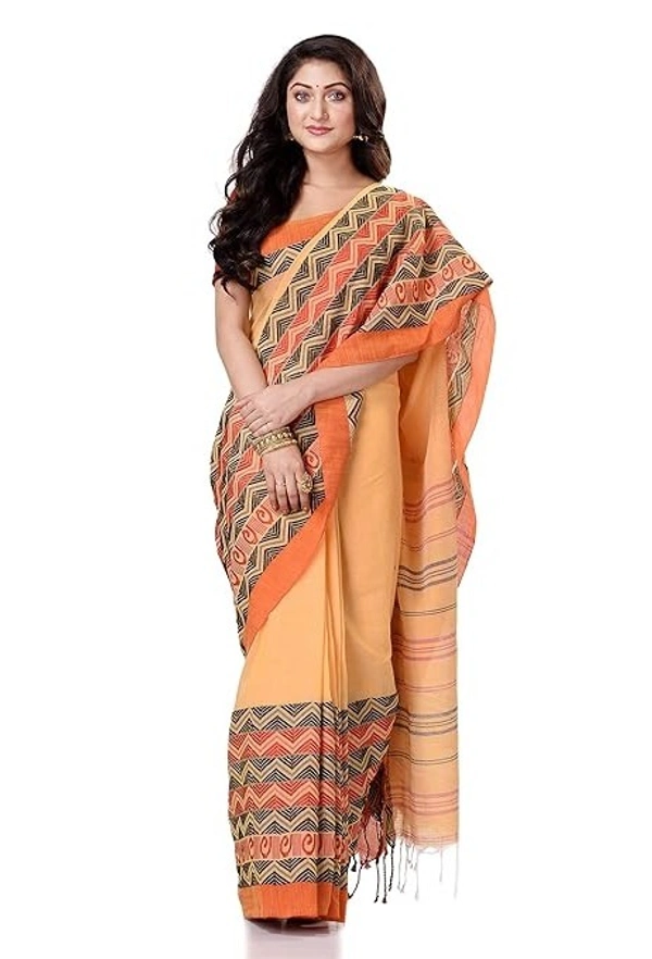 Handloom Begampuri Work Cotton Saree - Tulip Tree