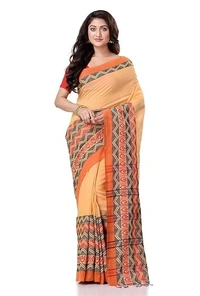 Handloom Begampuri Work Cotton Saree - Tulip Tree