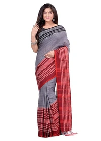 Handloom Begampuri Work Cotton Saree - Storm Dust