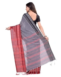 Handloom Begampuri Work Cotton Saree - Storm Dust