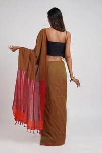 Handloom Solid Color 2D Pallu Saree - Fuel Yellow