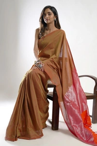Handloom Solid Color 2D Pallu Saree - Fuel Yellow