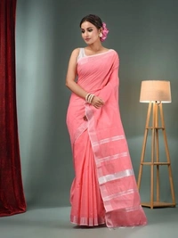 Handloom Slub Cotton Silk Saree - Pink