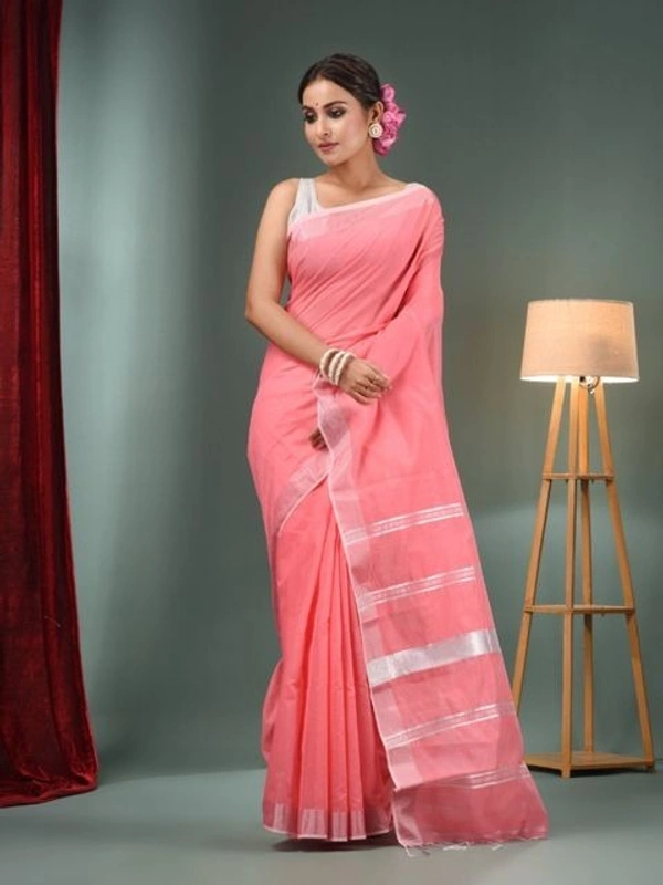 Handloom Slub Cotton Silk Saree - Pink