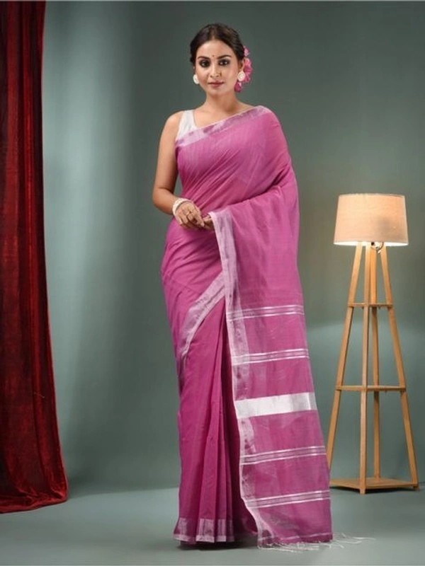 Handloom Slub Cotton Silk Saree - Purple