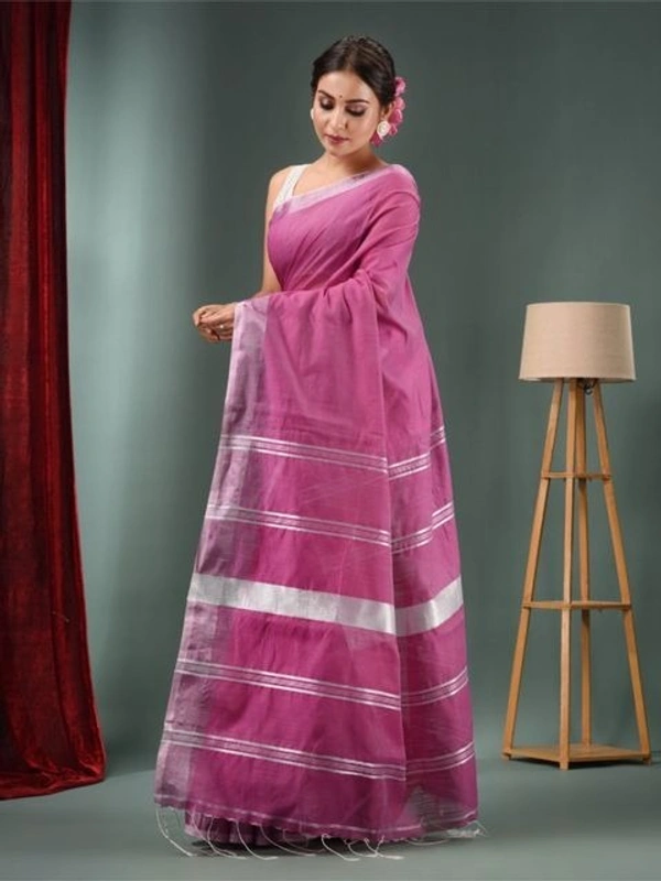 Handloom Slub Cotton Silk Saree - Purple