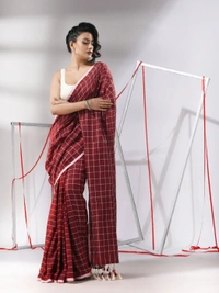 Handloom Cotton Checks Saree - Clairvoyant