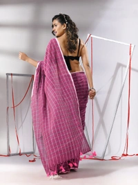 Handloom Cotton Checks Saree - Maroon
