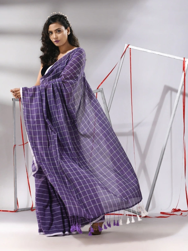 Handloom Cotton Checks Saree - Loulou