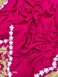 Floral Lace Border Mul Cotton Saree  - Stiletto