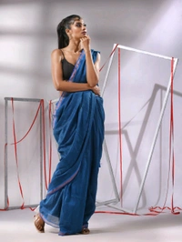 Zari Border Cotton Sequence Pallu Saree  - Blue