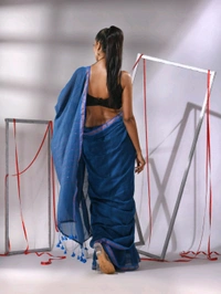 Zari Border Cotton Sequence Pallu Saree  - Blue