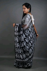Jamdani Work Cotton Blend Saree  - Black