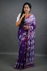 Jamdani Work Cotton Blend Saree  - Purple