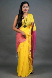Golden Border Contrast Pallu Saree - Gold & Pink