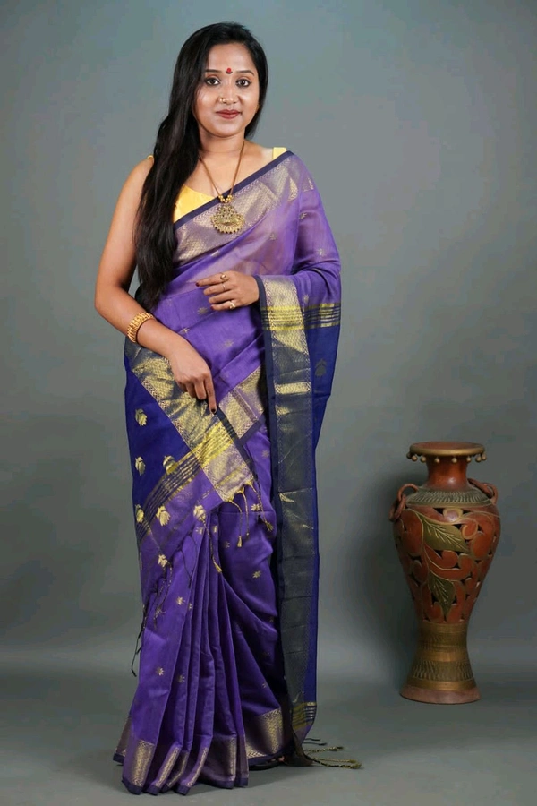 Cotton Silk Maheswari Saree - Pink