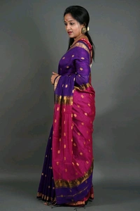 Zari Woven Maheswari Saree  - Fuchsia Blue