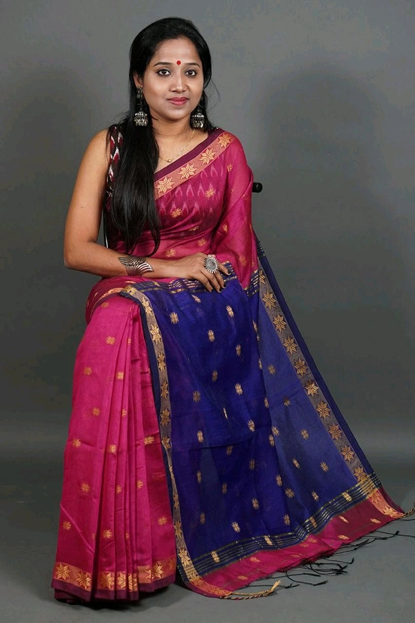 Zari Woven Maheswari Saree  - Magenta