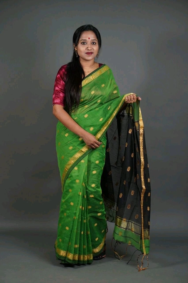Zari Woven Maheswari Saree  - Green