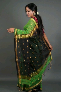 Zari Woven Maheswari Saree  - Green