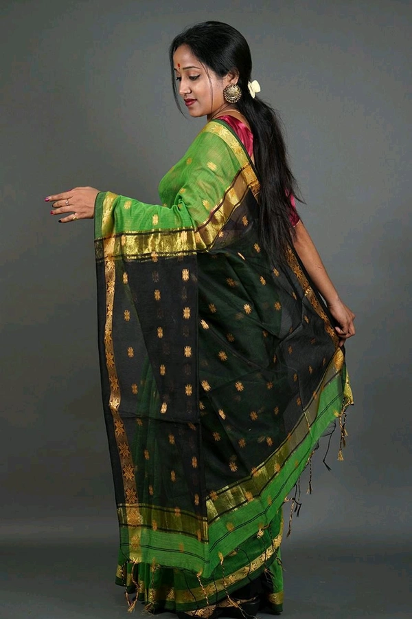Zari Woven Maheswari Saree  - Green