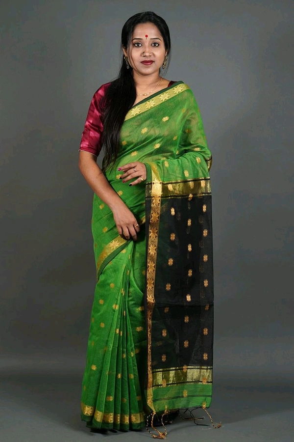 Zari Woven Maheswari Saree  - Green