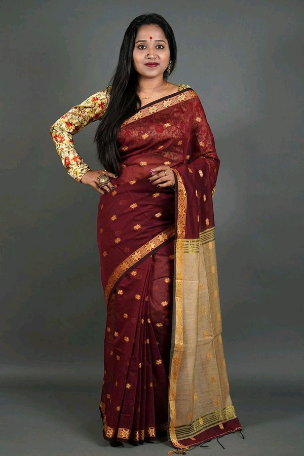 Zari Woven Maheswari Saree  - Red