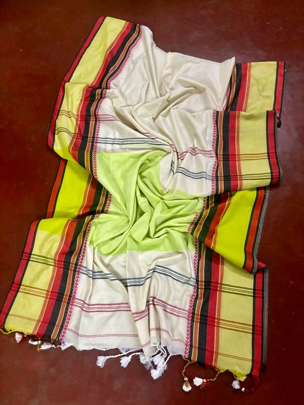 Woven Border Solid Cotton Saree 