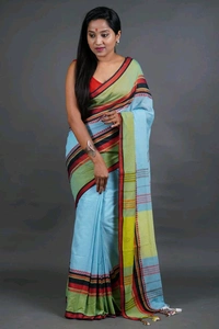 Woven Border Solid Cotton Saree 