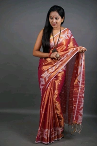 Woven Boder & Buta Work Tissue Cotton Saree