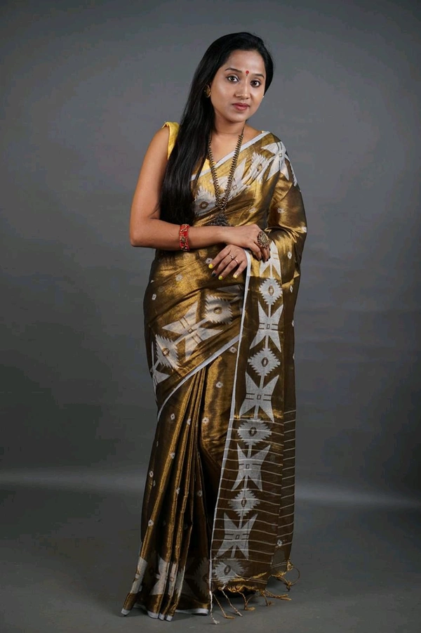 Woven Boder & Buta Work Tissue Cotton Saree