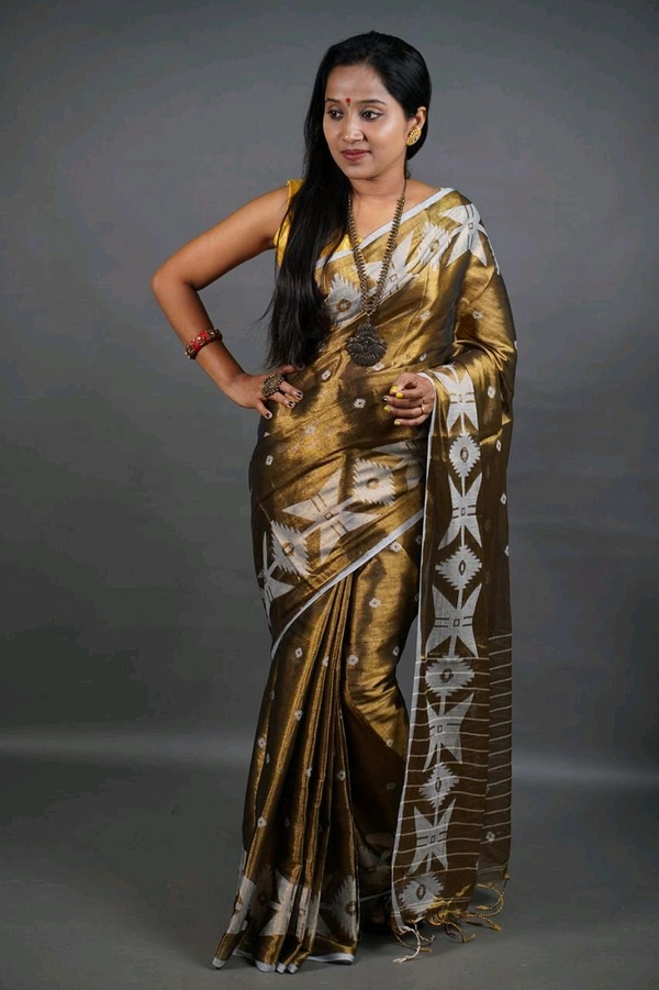 Woven Boder & Buta Work Tissue Cotton Saree