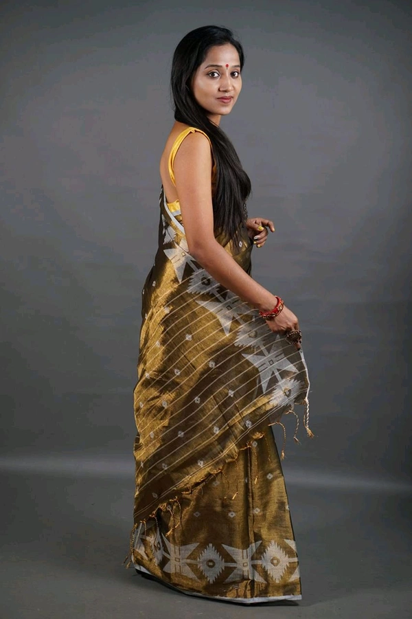 Woven Boder & Buta Work Tissue Cotton Saree