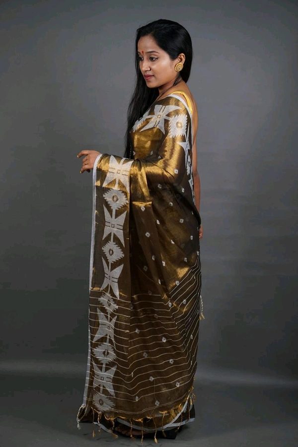 Woven Boder & Buta Work Tissue Cotton Saree