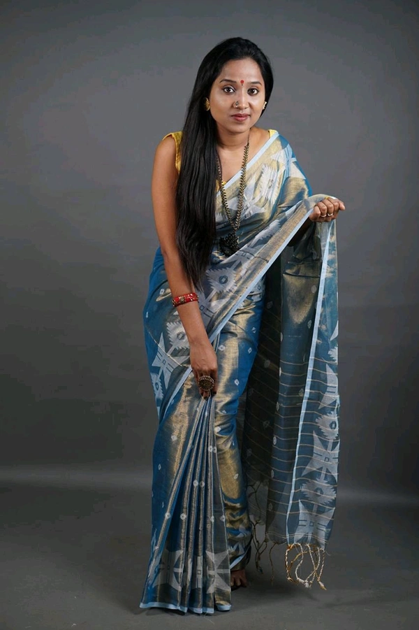 Woven Boder & Buta Work Tissue Cotton Saree