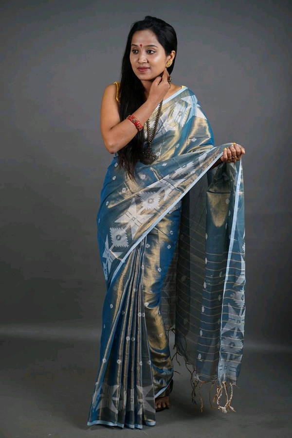 Woven Boder & Buta Work Tissue Cotton Saree