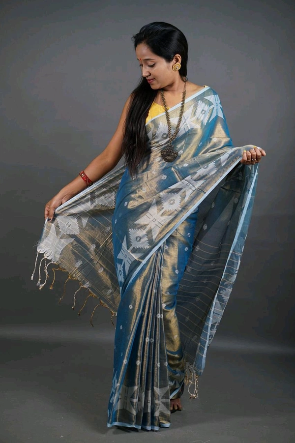 Woven Boder & Buta Work Tissue Cotton Saree