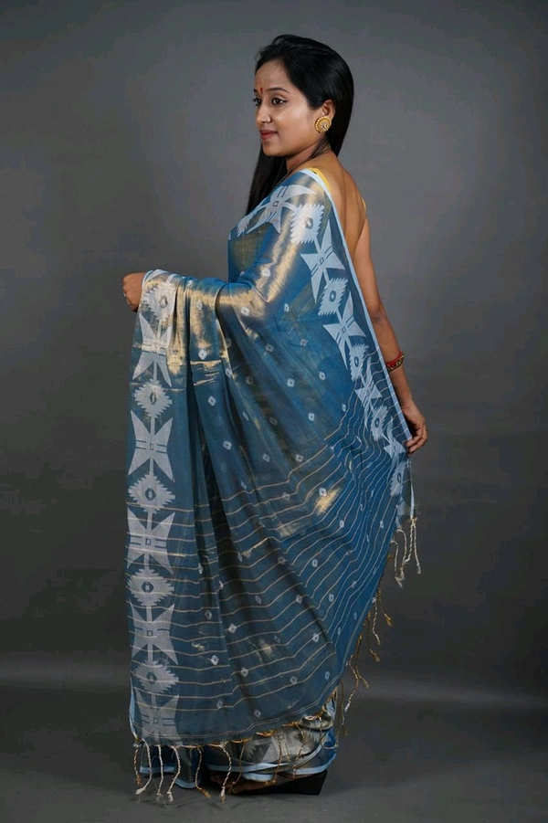 Woven Boder & Buta Work Tissue Cotton Saree