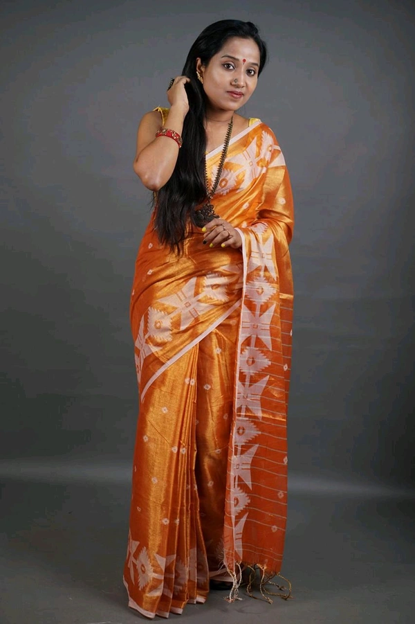 Woven Boder & Buta Work Tissue Cotton Saree